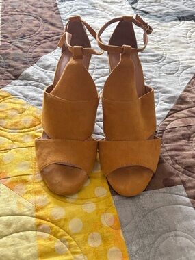 DGK Women's Suede Two-Band Ankle-Strap Sandals in Mustard